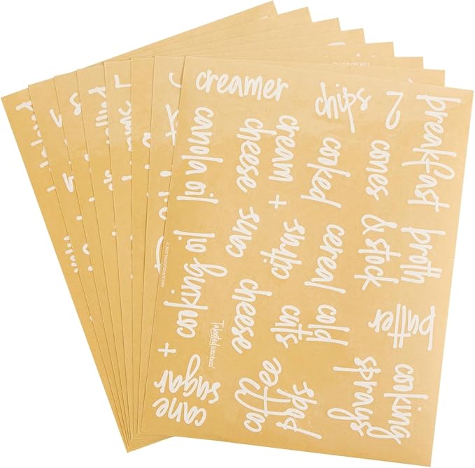 Talented Kitchen 158 White Script Kitchen Pantry Labels for Food Containers, Clear Removable Stickers for Fridge Organization, Freezer, Jar Storage