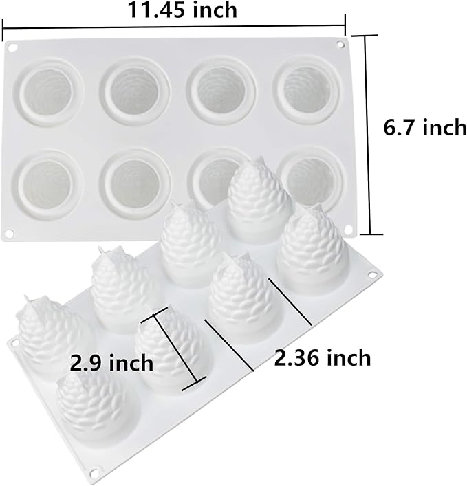 OCPO KITCHEN 3D Pinecone Silicone Mold for Baking Mousse Cake, French Dessert, Soap, Candles, Christmas Cake Decorating Mold, Pinecone Shape (8-Cavity)