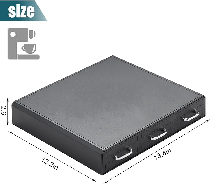 K Cup Holder Drawer 30 Pods Capacity, Three Drawers Design for Nespresso Pods Holder, Coffee Pod Holder Compatible With Keurig Pod Organizer&Nespresso/K-Cup/Vertuo Pod Holder, Black