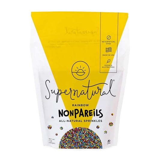 Supernatural Natural Rainbow Nonpareils Sprinkles, Dye-Free, Vegan, Gluten-Free, Kosher, 16oz Bag