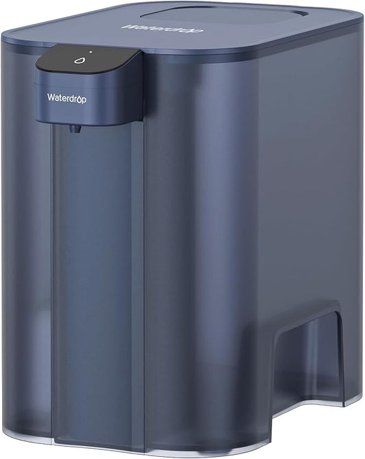 Waterdrop Large 27-Cup Mega Electric Water Filter Dispenser, 200-Gallon Rechargeable Instant Pitcher, NSF/ANSI 42&53&401&372, Reduce PFAS, Lead, Chlorine, with 1 Filter, Blue, Does not Lower TDS