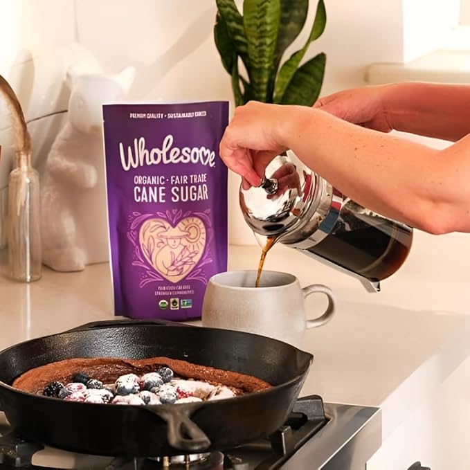 Wholesome Organic Cane Sugar, Fair Trade, Non GMO & Gluten Free, 1 Pound (Pack of 12)