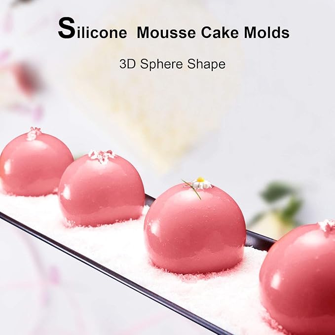 OCPO Kitchen Truffle Silicone Mold for Baking Mousse Cake French Dessert Pastry Chocolate Pudding Cupcake, Non-Stick & Easy Release, Truffle Ball Shape (15-Cavity)