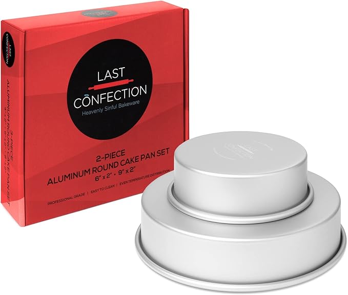 LAST CONFECTION 2-Piece Round Cake Pan Set - Includes 6" and 9" Aluminum Pans - 2" Deep