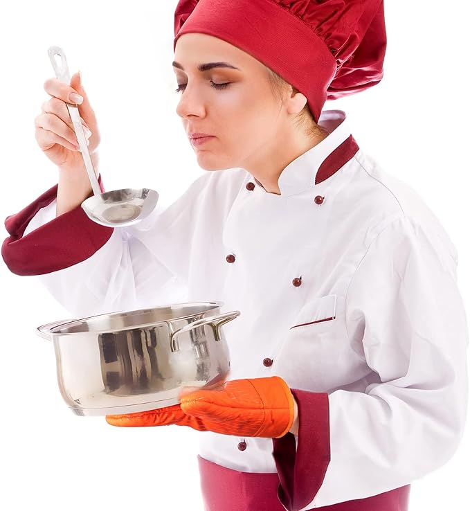 Oven Mitts Orange, Orange Oven Mitts and Pot Holders Set, Heat Resistant Oven Mit Gloves Hot Pads for Kitchen Cooking Grill, 4 Piece Set