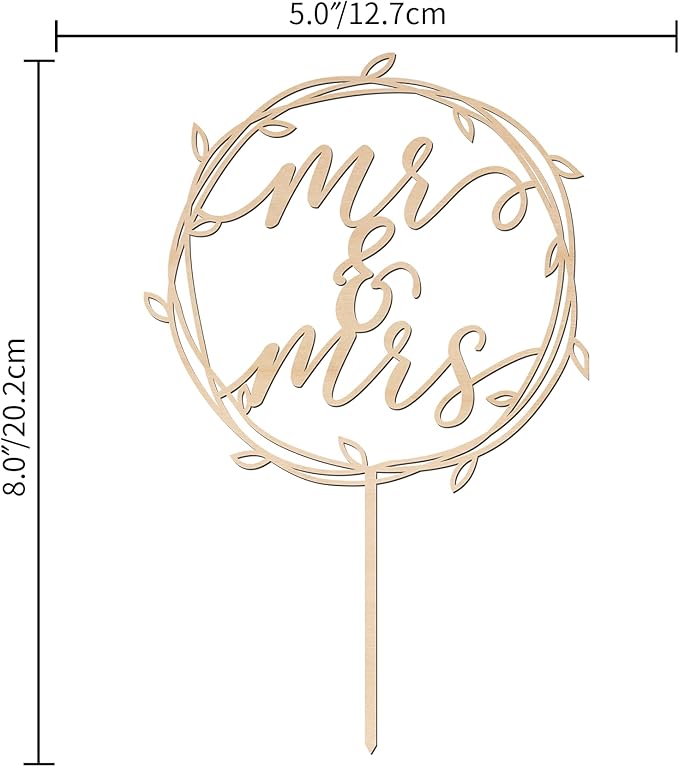 Mr & Mrs Cake Topper Wedding Cake Topper in Wood (Design 02)