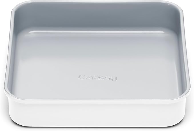 Caraway Non-Stick Ceramic 9” Square Pan - Naturally Slick Ceramic Coating - Non-Toxic, PTFE & PFOA Free - Perfect for Brownies, Lemon Bars, Cakes, & More - White
