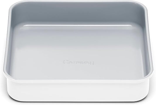 Caraway Non-Stick Ceramic 9” Square Pan - Naturally Slick Ceramic Coating - Non-Toxic, PTFE & PFOA Free - Perfect for Brownies, Lemon Bars, Cakes, & More - White