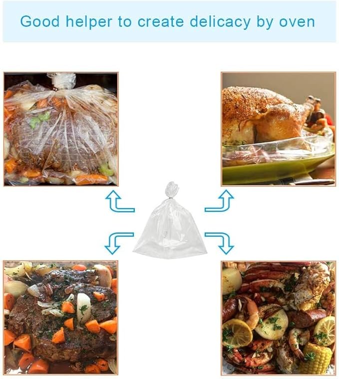 ECOOPTS Oven Bags Cooking Roasting Bags 40×Small Size Oven Bags for Chicken Meat Ham Seafood Vegetable (10 x 15 Inch 2 Pack)