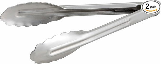 Winco Coiled Spring Heavyweight Stainless Steel Utility Tong, 7-Inch