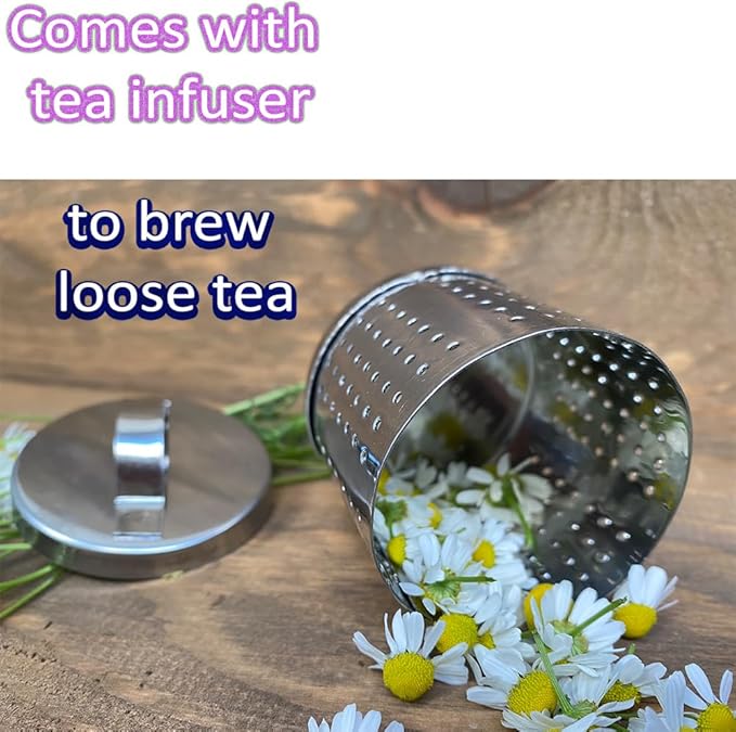 Vintage Turkish Teapot Tea Pots Kettle Set for Stovetop Stove Top Decorative Infuser Party Cups Glasses Floral Unique Boiler Samovar Strainer Loose Leaf Kitchen Style Enamel Decor (White-Gold)