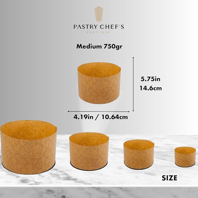 Pastry Chef's Boutique Thin Panettone Paper Pan Mold (Thin Paper - Medium 750 gr) - Pack of 6