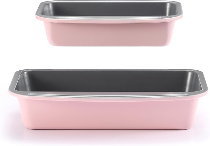 Monfish Loaf Pans for Home Baking Bread, 2lb loaf bread pan Carbon Steel loaf cake Tin 11x5 inch Pink 9x5 1lb bread Pan Mold gray Non Stick coating (pink)