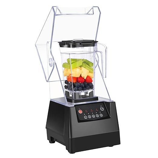 SYBO Commercial Professional Blender With Quiet Shield, Self-Cleaning, Dishwasher safe, Heavy-Duty 1400W High-Speed 28000RPM, 48oz/1.5pt, for Juice, Ice Shakes, Smoothies