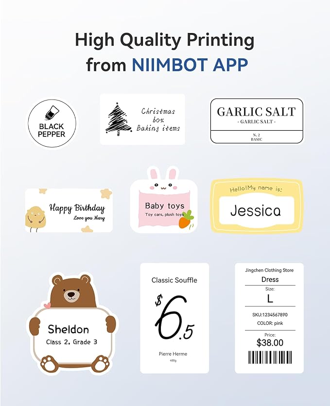 NIIMBOT B1 Label Maker Machine with Tape, Thermal Label Printer Easy to Use for Office Supplies, Home, Business, 2 Inch Label Maker with 2'' x1.18'' Labels-230pcs/Roll