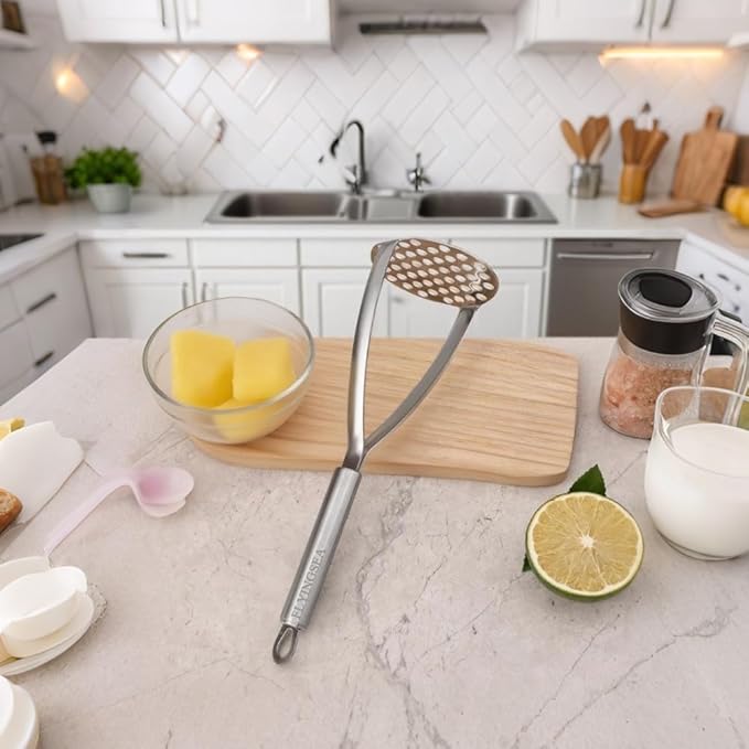 FLYINGSEA Potato Masher, Professional 18-8 Stainless Steel Potato Masher. Vegetable Masher,Cooking And Kitchen Tools.