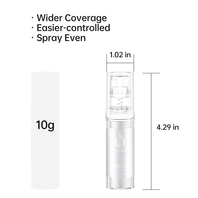 White Edible Glitter Spray - Herbeklab 10g Edible Diamond White Glitter for Cakes Food Grade Shimmer Powder for Cookie Decorating Chocolate Strawberry