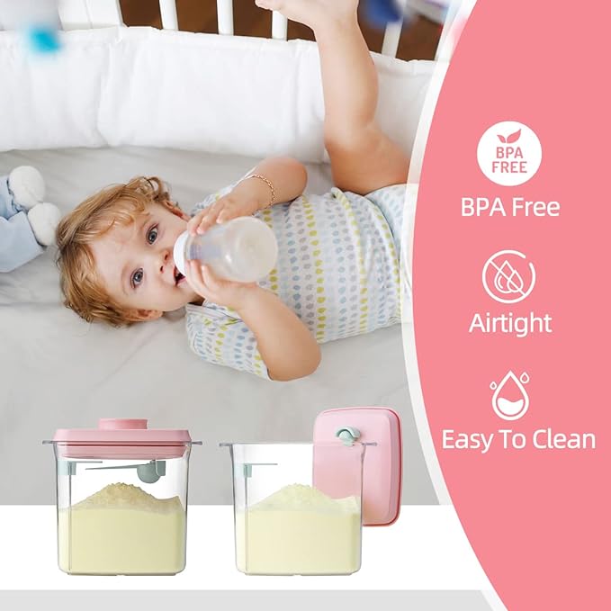 Ankou Formula Container - 1700ml Airtight Formula Dispenser One Button Handy Milk Powder Container BPA-Free Storage Containers with Scoop and Scraper Transparent 730g