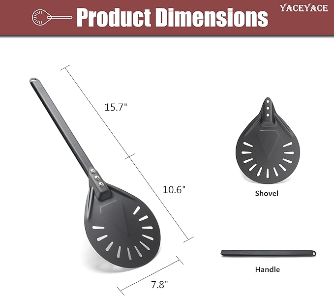 Pizza Turner, 8-inch Black Metal Pizza Turning Peel, Aluminum Turning Peel