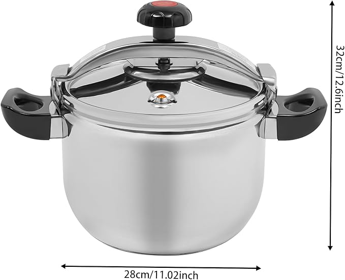 11.6 Quart Pressure Cooker Stainless Steel Pressure Canner, Large Capacity, Commercial Pressure Cooker Clamp On Type, Single Valves for Family or Commercial Use