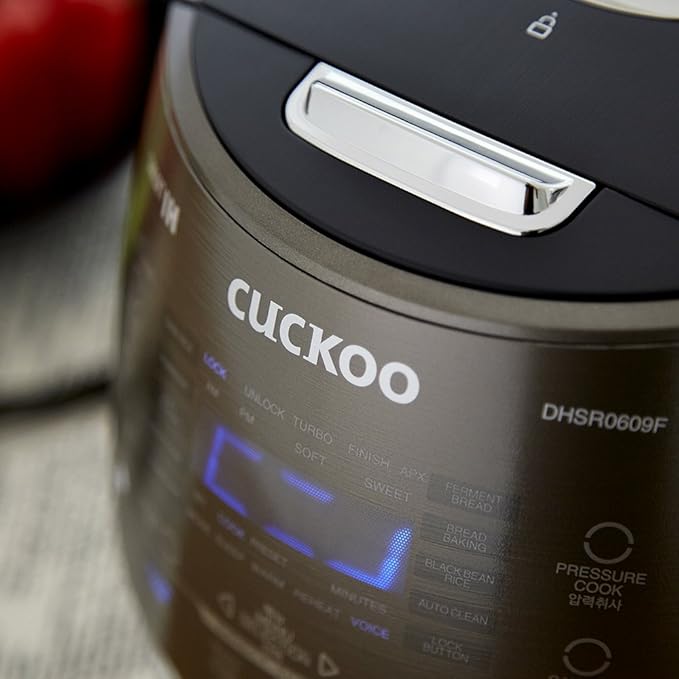CUCKOO CRP-DHSR0609FD 6-Cup (Uncooked) / 12-Cup (Cooked) Induction Heating Pressure Rice Cooker with Nonstick Inner Pot, 21 Menu Modes, Fuzzy Logic Tech, 3 Voice Guide, Auto Clean (Dark Grey)