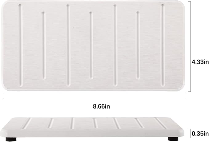2PCS Water Absorbing Stone Tray for Cosmetics & Hand Soap & Houseplants, 8.66" * 4.33"Ultra-Absorbent Diatomite Coaster | Fast-Drying Bathroom & Kitchen Organizer