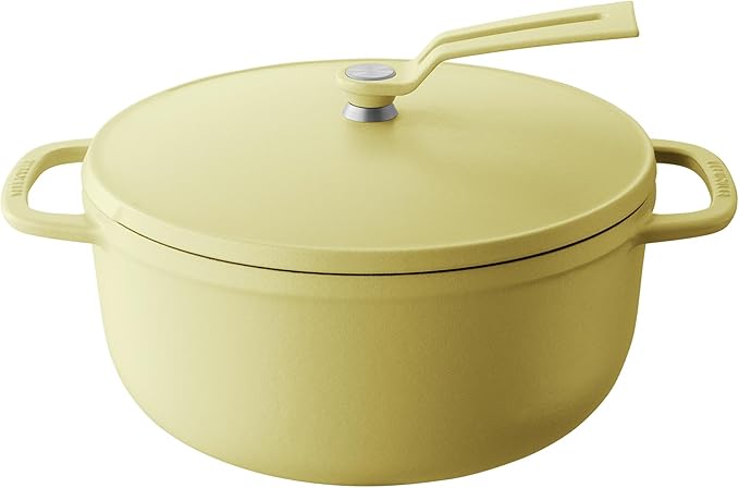 Vermicular Oven Pot 2.0 | Lightweight Enameled Cast Iron Pot | 22cm (3.7 Qt) | Non-Toxic | Induction-compatible | Dutch Oven | Made in Japan | Matte Chamomile Yellow