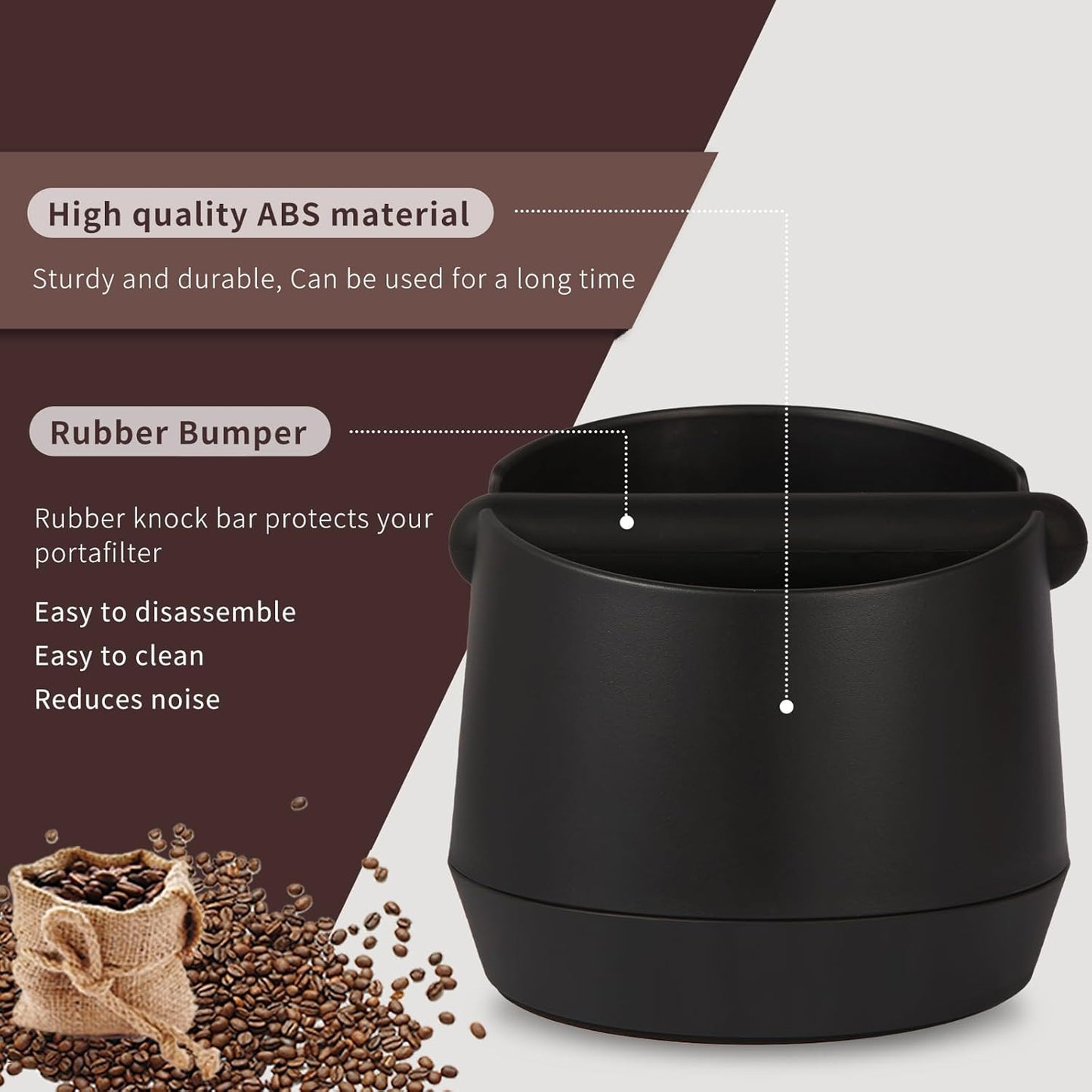 Knock Box 6 Inch Espresso Knock Box Shock-Absorbent Knock Box Espresso with Removable Knock Bar and Non-Slip Base Espresso Machine Accessories for Home/Office
