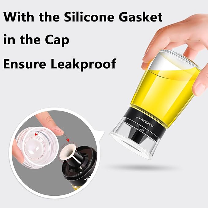 5.5oz Oil and Vinegar Cruets 2 Pack, Glass Oil Dispenser Bottles for Cooking, Leakproof and Drip Free Spouts