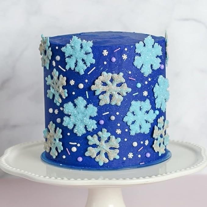 Frozen Sprinkles for Cake Decorating - Blue and White Sprinkles for Frozen Cake Decorations with Edible Snowflake, Jimmies, Nonpareils, Sugar Pearls for Cupcake Decorations