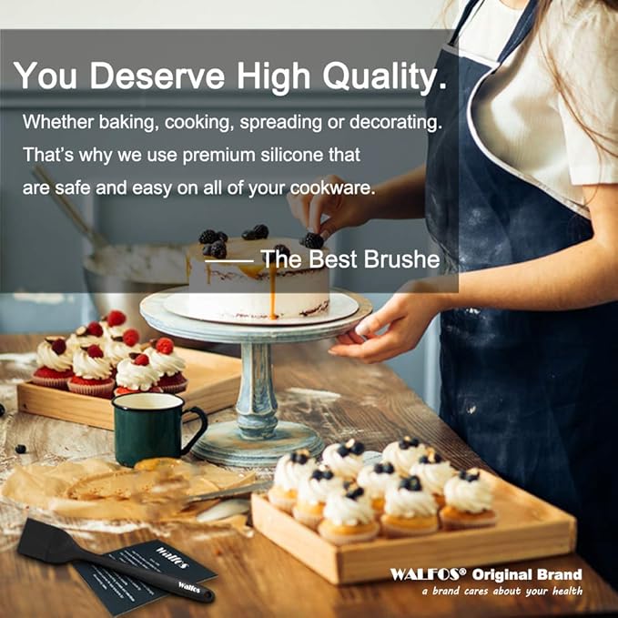 Walfos Small Basting Pastry Brush, Silicone Pastry Brush, Heat Resistant Perfect for BBQ Grill Baking Kitchen Cooking, Strong Steel Core and One-Pieces Design, BPA Free and Dishwasher Safe (8.2")