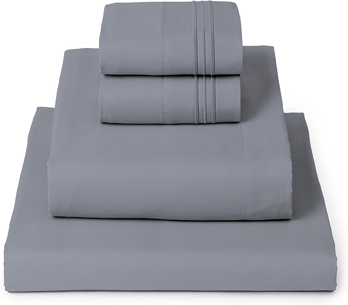 Mellanni California King Sheets Set - 4 PC Iconic Collection Bedding - Hotel Luxury, Extra Soft, Cooling Bed Sheets - Wrinkle, Fade, Stain Resistant (Cal King, Mineral Gray)
