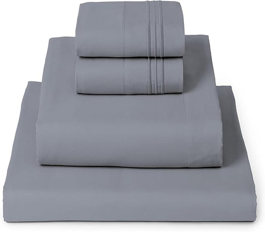Mellanni Queen Sheets Set - 4 PC Iconic Collection Bedding - Hotel Luxury, Extra Soft, Cooling Bed Sheets - Wrinkle, Fade, Stain Resistant (Queen, Mineral Gray)