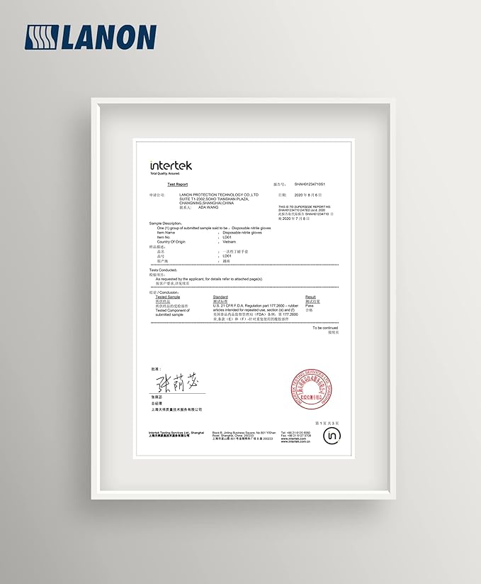 LANON Food Safe White Disposable Nitrile Gloves, Latex-Free, Powder-Free, Textured Fingertips, Cooking, Cleaning, Medium