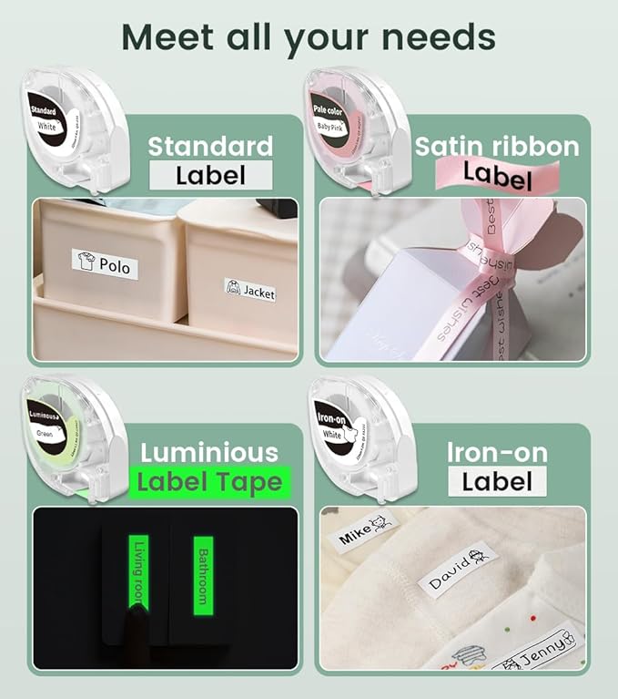 Phomemo P12 PRO Label Maker Machine with Tape, Mini Bluetooth Portable Thermal Labelmaker for Home, Office, Organizing, Kitchen, Wireless Small Label Makers with Multiple Templates, Green