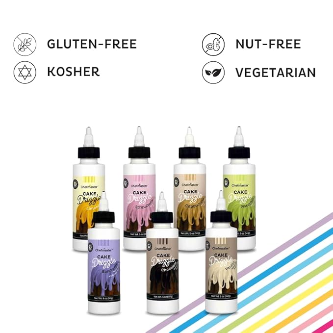 Pistachio-Flavored Cake Drizzle by Chefmaster, Edible Cake Drip Frosting for Decorating, Drip for Cakes, Cupcakes, Cookies, Donuts, 5 oz