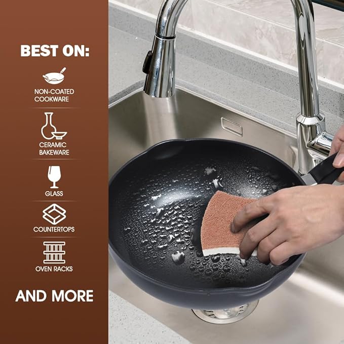 Orighty Non-Scratch Scrub Sponge, 24-Pack, Cellulose Kitchen Scrubber Sponges, Ideal for Kitchen Cleaning, Non-Stick Cookware, Washing Dishes, Bathroom, and Household