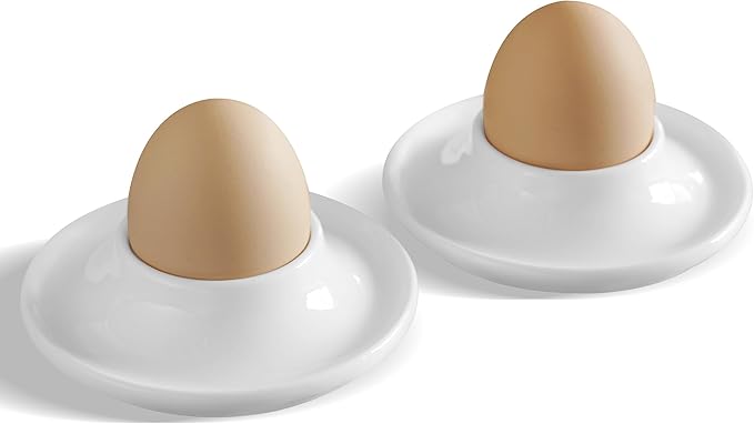 Cinf Ceramic Egg Holder Gift Set of 2 Porcelain Holder Breakfast Boiled Cooking Easy to Clean Childhood Memories Kitchen