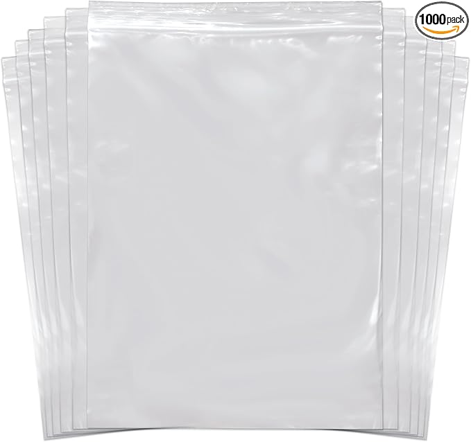 SNL | 9" X 12" - 2 MIL - 1,000 Bags | Large | Strong | Zipper Lock Reclosable, Clear, Disposable, Plastic Bags, For Food and Storage