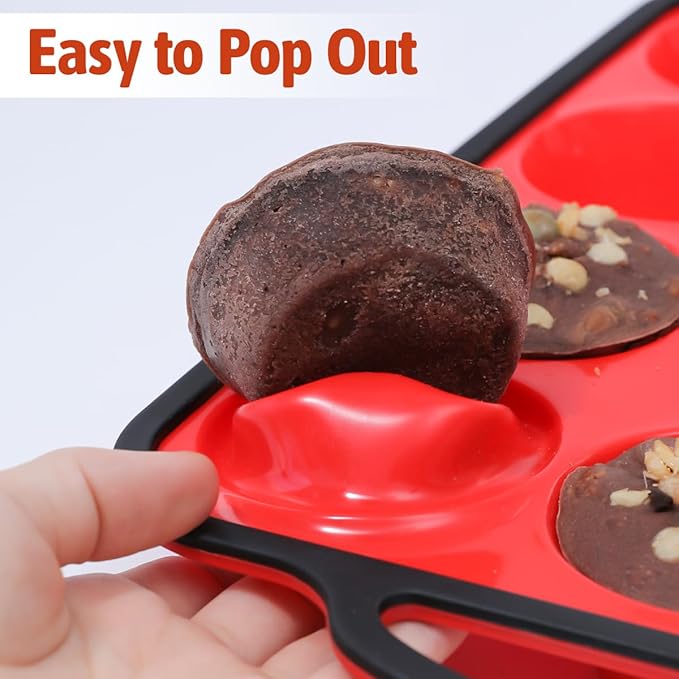 FUNBAKY Silicone Muffin Pan for Baking, Metal Reinforced Frame Muffin Pan Nonstick 12 Cups for Oven Baking Easy to Handle BPA Free