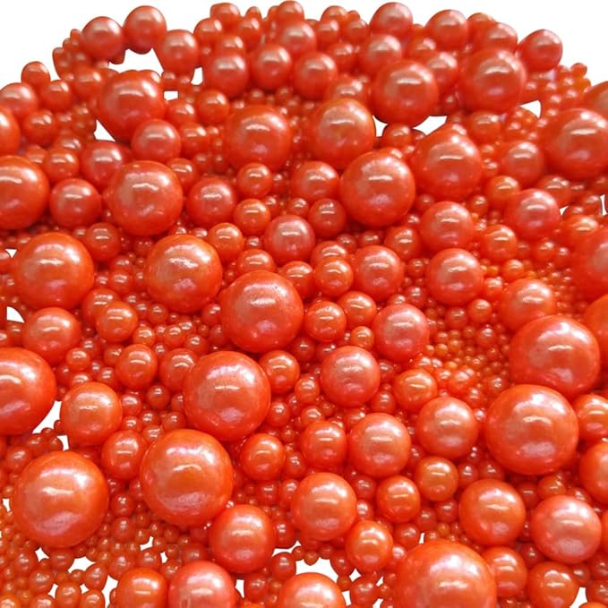 Edible Orange Sugar Pearls Candy Sprinkles 120G/ 4.23Ounce Baking Cake Sprinkles Cupcake and Cake Topper Cookie Decorations Wedding Party Valentines Halloween Christmas Supplies