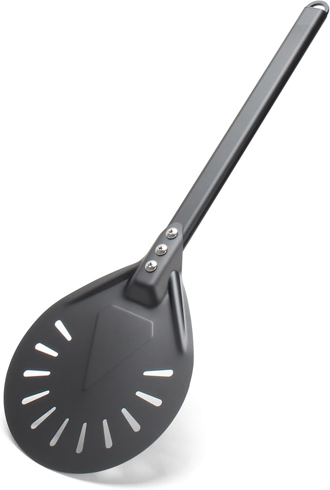 Pizza Turner, 8-inch Black Metal Pizza Turning Peel, Aluminum Turning Peel