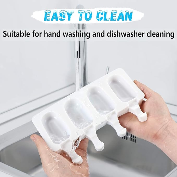 2 Larger Cakesicle Molds Silicone with 100 Wooden Sticks & 100 Parcel Bags, Silicone Popsicles Molds, Cake Pop Mold, Ice Pop Mold 4 Cavities DIY Ice Cream Mold