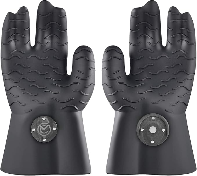 Magnetic BBQ Grill Gloves – Heat Resistant, Patented Magnetic Safety Clip Easy On & Off, Firefighter-Designed, Dishwasher-Safe, Waterproof, Perfect for Grilling, Smoking, Frying, Baking