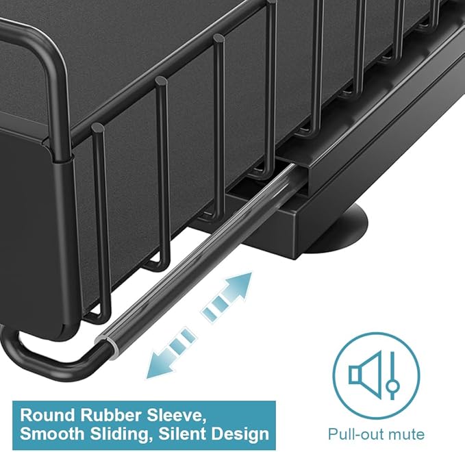 Under Sink Organizer, Pull Out Kitchen Cabinet Organizer, 2-Tier Metal Under Sink Organizers and Storage Height-Adjustable, Kitchen Bathroom Organizers and Storage Shelves, Black