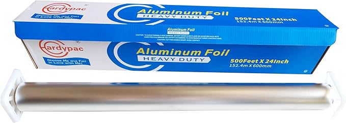 24 Inch Extra Wide Aluminum Foil Roll, 1000SQFT, 24 Inch Width x 500 Feet Length, Heavy Duty Aluminum Foil for Commercial, industrial, professinal, catering, roasting, baking, cooking grill and bbq