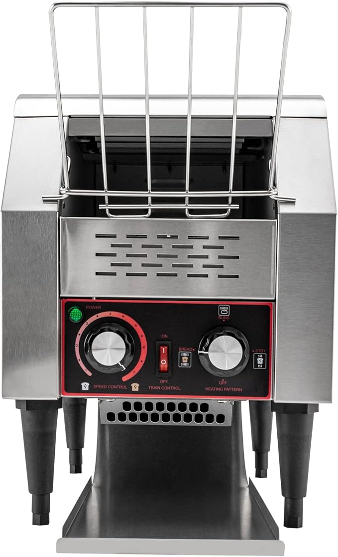 Commercial Conveyor Toaster 150 Slices/Hour Stainless Steel Conveyor Toaster 1300W Electric Toasters Oven Heavy Duty Countertop Restaurant Toaster for Cafes Bun Bagel Bread