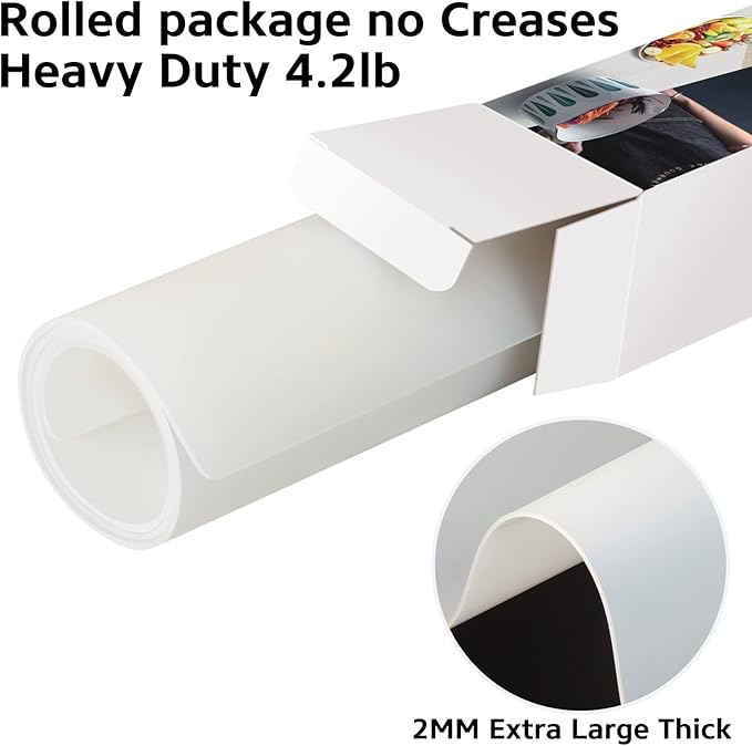 Silicone Mat Heat Resistant Mats for Countertop, Multipurpose Large Silicone Mats for Crafts Kitchen Workbench Size 48x24 inches Thick 2mm,Rolled Package,Translucent