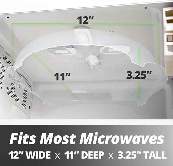 Magnetic Microwave Splatter Cover, Clear Microwave Cover for Food - Vented & Magnetic Microwave Food Cover, 12-inch, BPA-Free - White
