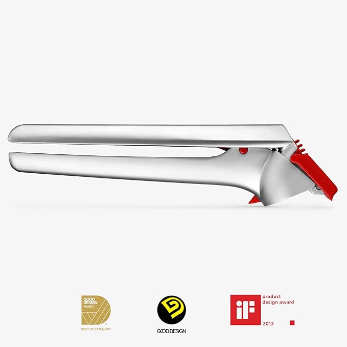 Dreamfarm Garject 2-In-1 Garlic Peeler, Garlic Press & Mincer with Garlic Peel Ejector, Chrome-Plated Zinc - Red